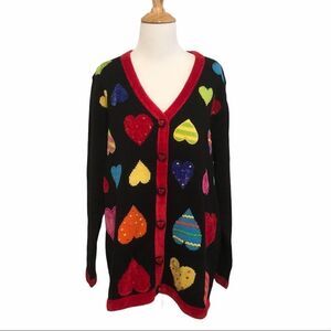 NWT The Quacker Factory whimsical heart cardigan